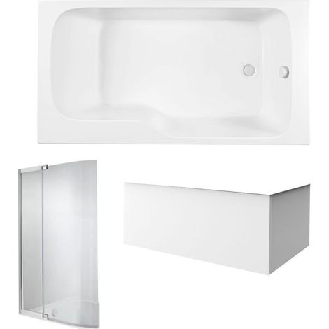 Baignoire bain douche JACOB DELAFON Malice antidérapante + tablier angle + pare bain 170 x 90, droite (1/5)