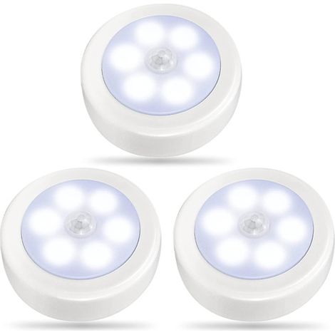 3pack Rörelsesensorlampa inomhus,led garderobslampor,nattljus Batteridriven,batteridriven skåplampa,trådlös väggpuck lampstav for trappa (1/5)