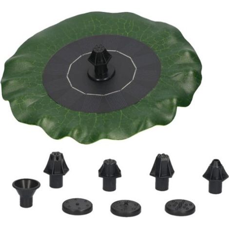 Fontaine solaire - 7 buses - Pompe solaire 1,4 W pour bain d'oiseaux - Idéale pour jardin, bassin, piscine ou bain d'oiseaux - Diamètre 127 mm - Noir lotus (1/5)