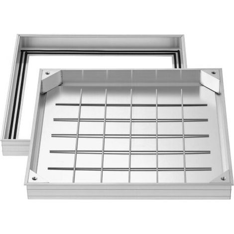 Schachtabdeckung mit Rahmen 50 x 50 cm, Unsichtbarer Schachtdeckel Auspflasterbarer Klärgrubendeckel aus Aluminiumlegierung für Integrierten Abflusskanal auf Gehwegen in Gärten auf Terrassen (1/5)