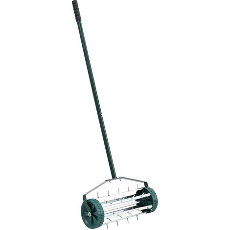 Lawn Roller Pull with Aerator Clamps Green 127.5 x 44 cm Steel vidaXL