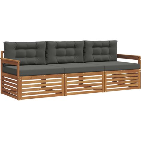 vidaXL Outdoor Sofa Set 3 pcs Natural and Anthracite