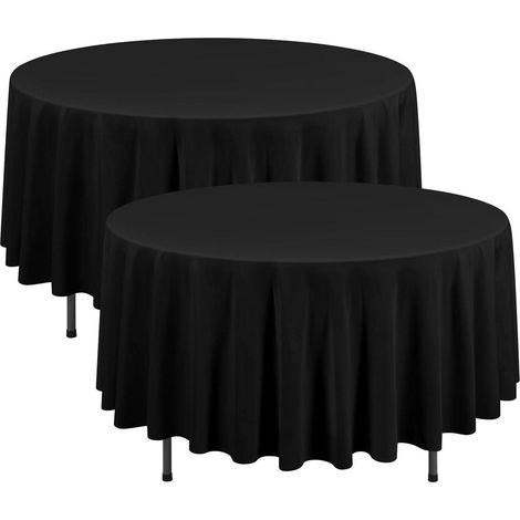 Tischdecken rund Polyester schmutzabweisend Schwarz 2 Stück 229 cm (1/5)