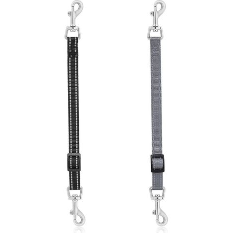 2-pack reflective nylon dog collar clips, adjustable emergency safety collar for pets, double-sided closure for dogs and puppies (black, grey) (1/5)
