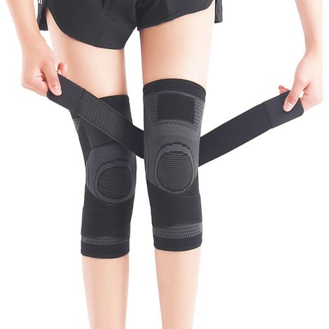 Confezione da 2 ginocchiere, manicotti compressivi per ginocchio per uomo e donna, fasce di supporto compressive per le articolazioni (nero, taglia M) (1/5)