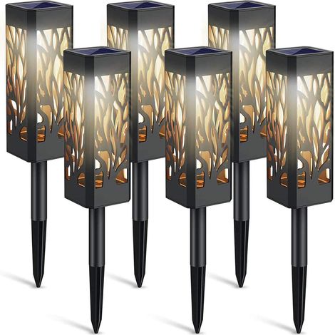 Lot de 6 lampes solaires d'extérieur pour jardin, étanches, avec éclairage LED blanc chaud, décorations solaires pour jardin-AquaForge