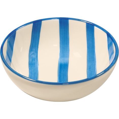 Zafferano Set 6 Ciotole Righe Collezione Lido in Ceramica Artigianale Italiana Azzurro - Design Moderno e Versatile per la Tua Tavola Elegante