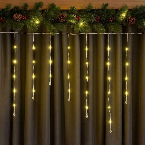 Guirlande lumineuse stalactites avec décor goutte Câble de 5 m, couvercle 2,4 x 0,7 m, transformateur de sécurité 5 V, 8 modes + minuterie Décoration de Noël pour l'intérieur et l'extérieur (1/5)