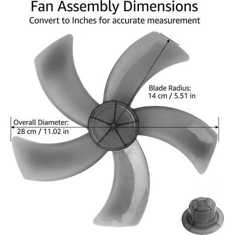 Pales de rechange pour ventilateur (5 pales) 30 cm (12 pouces) silencieuses pour ventilateurs sur pied de table et muraux couleur noire transparente.