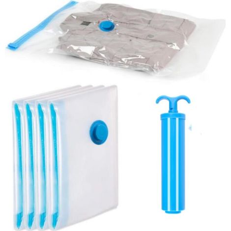 Sacs Sous Vide de Rangement 40x60 cm - Lot de 4 avec Pompe Manuelle, Idéal pour Vêtements et Couettes (1/5)