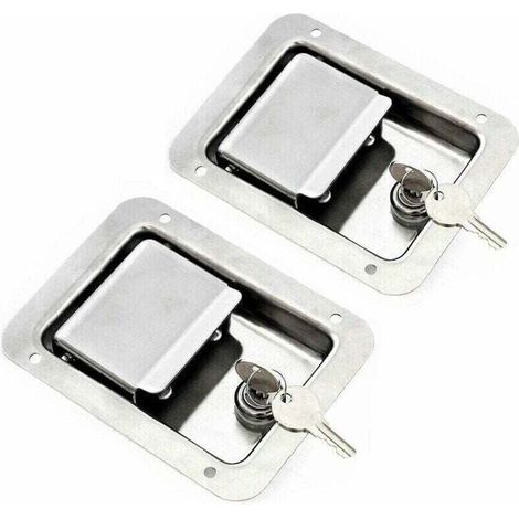 Confezione da 2 chiusure a molla in acciaio inox – Serratura con chiave – Maniglia singola a filo per porta di roulotte/camper