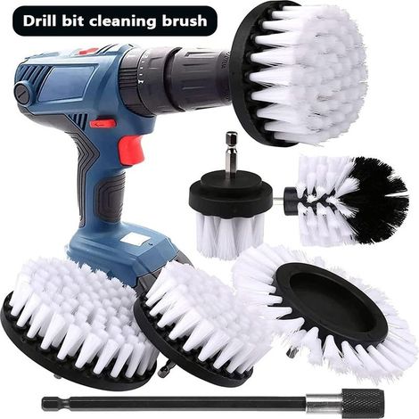 Lot de 6 brosses de nettoyage rotatives Têtes interchangeables pour carrelage, tapis, baignoire Compatible perceuses 1/4 pouce (1/5)