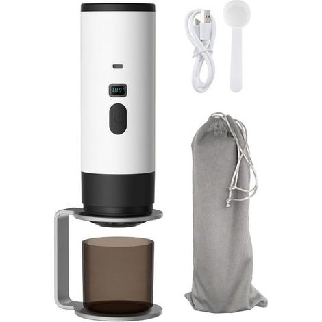 Green Mobility-Machine à Café Portable Capsule Automatique Sans Fil, blanc – Chauffage Rapide, Batterie 7800mAH, 90ml Réservoir, Idéale pour Voyage & Extérieur (1/5)