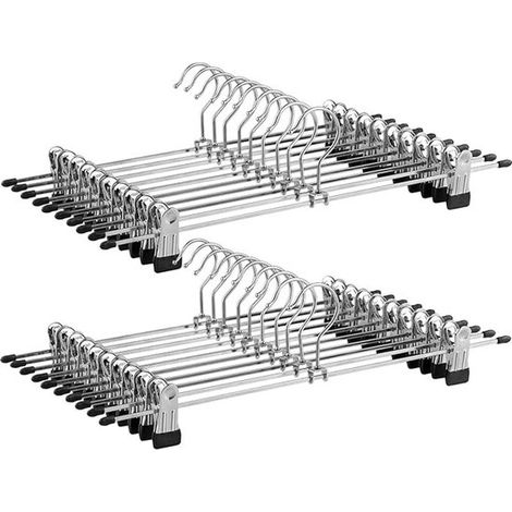 20er-Packung 40 cm lange, rutschfeste Hosen-/Rockbügel aus Metall – Silber (1/5)