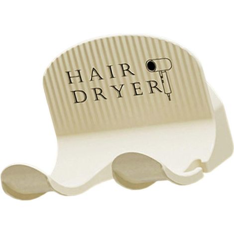 Support étanche pour sèche-cheveux avec range-cordon et étagère de rangement multifonctionnelle pour salle de bain, gain de place, couleur crème (1/4)
