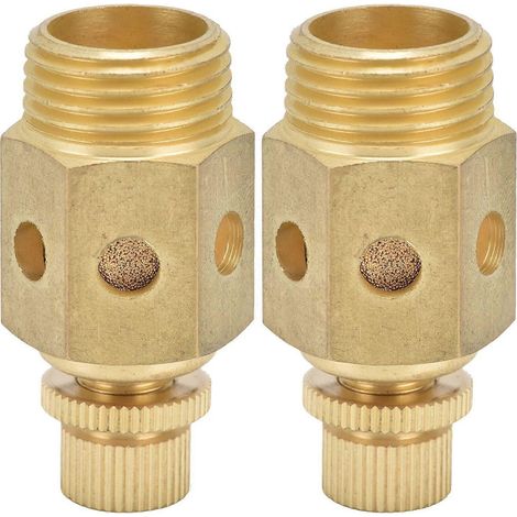 2 silencieux pneumatiques en laiton, sortie d'air, soupape d'étranglement réglable, faible niveau sonore, 1/2 pouce, PSC-04 (1/4)