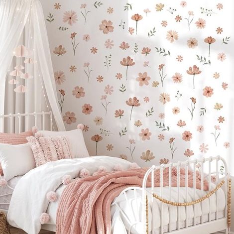 Set di 2 adesivi murali decorativi – Adesivi murali per camerette di bambini e neonati – Motivi floreali – Per bambine e bambini (1/5)
