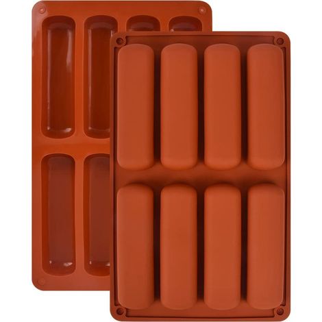 2Pcs Moules en Silicone pour Barres à Céréales, Barres Energétiques Rectangulaires 8 Cavités Moule Anti-adhésif pour Barres