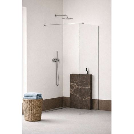 kielle Meara - Paroi de douche Walk-In, 100x200 cm, chrome/verre clair 20726WI1000 (1/4)