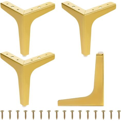 Lot de 4 pieds de meubles en métal, 17 cm, pieds de canapé modernes triangulaires en métal pour armoire, canapé, chaise (1/5)