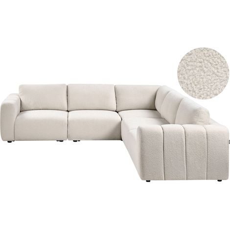 Modular Left Hand Sofa Off-White Boucle Sectional Corner Couch Modern Living Room KIVVIK (1/5)