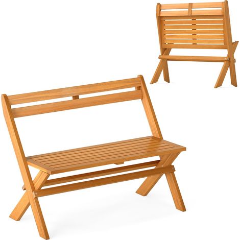 Banc pliant en bois d'acacia, 2 places, capacité de charge 360 kg