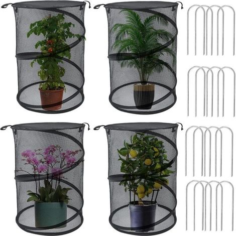 Noire Lot de 4 cloches de jardin pop up pour plantes, 50,8 x 33 cm (H x P) Cloches de protection pour plantes d'extérieur Cloche de protection pour plantes d'extérieur Cloche de poulet (1/5)