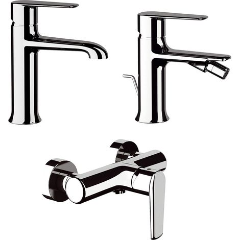 Set miscelatori vasca esterno lavabo e bidet in ottone cromato linea Armonia