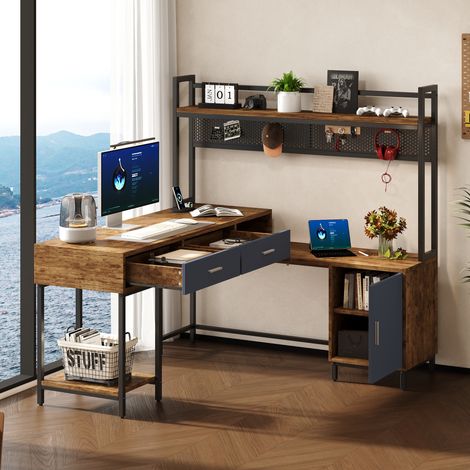 Escritorio industrial esquinero con almacenaje MDF 140 OKMYHOME (1/5)