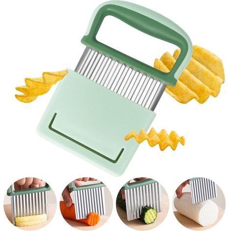 Couteau Ondulé à Frites, Coupe Patate, Coupe-Frites Inoxydable, Trancheur à Vague pour Les Frites (1/5)