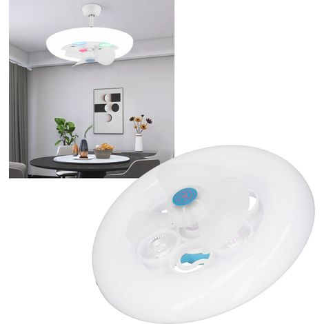 Ventilateur de plafond miniature de 27 cm avec lumière, silencieux, blanc, LED E27/60W, idéal pour les chambres d'enfants (1/5)