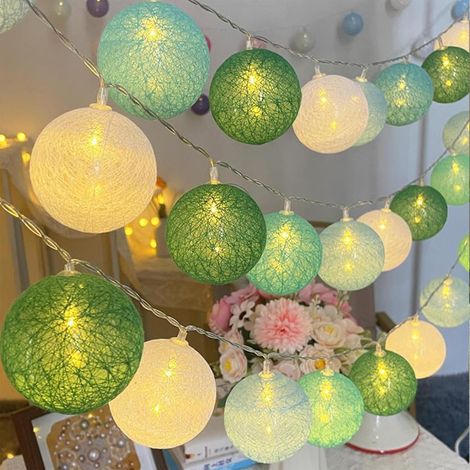 1 guirlande lumineuse boules de coton, 300 cm, 20 led, piles aa, décoration intérieure fête noël mariage (1/5)