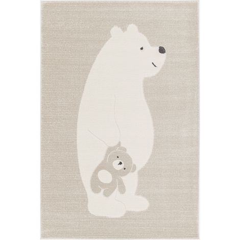 Tappeto per bambini beige/crema, tappeto orsetto (1/5)