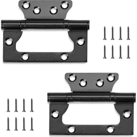 Bisagras 2 piezas 4 pulgadas, bisagras plegables para puertas de acero inoxidable para muebles, material de armario, protección de puerta y cajón (negro) (1/5)