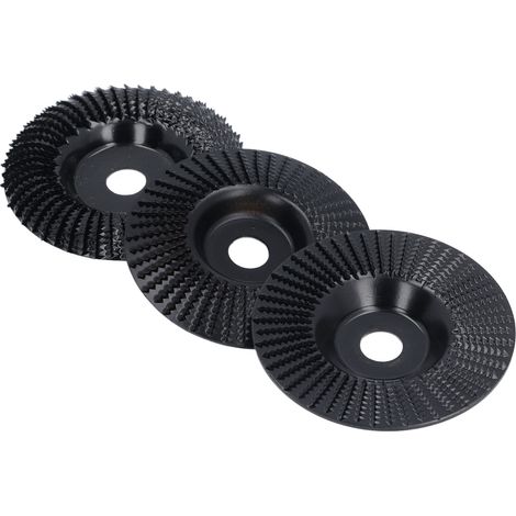 Lot de 3 meules à bois noires 100 mm diamètre 16 mm alésage plates biseautées arquées disque sculpture bois pour meuleuse (1/5)