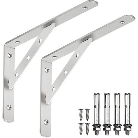 Stahl-Winkelverbinder 90 Grad, 245 mm × 150 mm, Wandregalwinkel, Metall-Wandhalterungen für Regale mit Schrauben und Dübeln. (1/5)