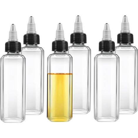 6 Flacons doseurs 100ml PET bouchon réglable étanche pour huile sauce vinaigre cuisine camping (1/5)