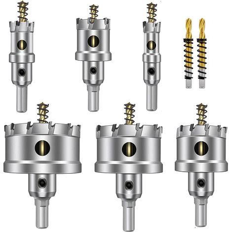 8 Stück TCT 16–60 mm Hartmetall-Lochsägen – Metallsenker – Legierungsbohrer – Mehrzahn-Metallbohrer aus Edelstahl, Lochbohrer, Legierung, Industriequalität, Lochschneider