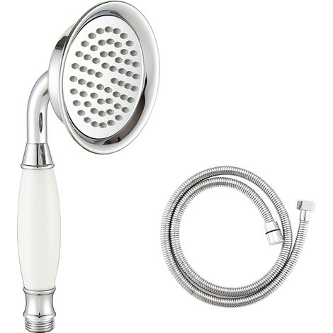 Ahlsen Rociador de ducha victoriano y flexo de 150 cm, tradicional de latón y cerámica para baños (1/5)