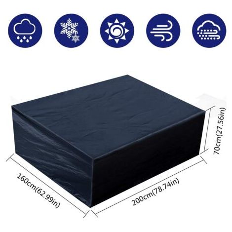 Funda protectora impermeable para muebles de jardín, rectangular, 200x160x70 cm