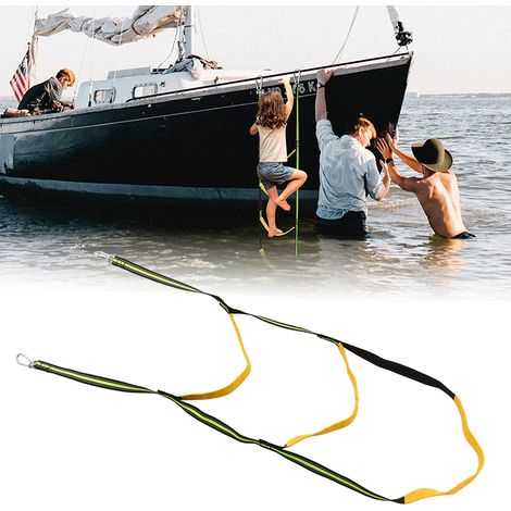 Tragbare Bootsleiter für Yachten, Seilleiter mit Karabiner, grün, 3 Stufen (1/5)