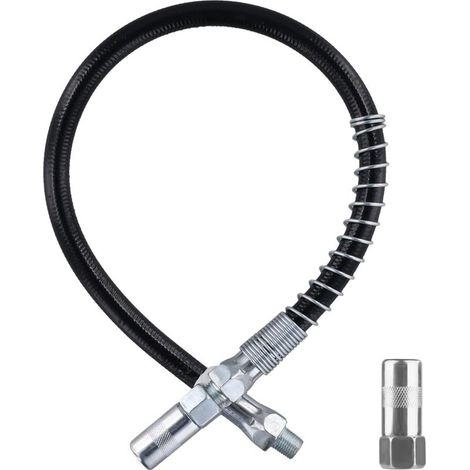 Kit d’Accessoires pour Pistolet à Graisse, Tuyau Flexible à Ressort de 45 cm avec Coupleur de Pistolet à Graisse 8000 PSI Filetages 1/8" NPT Raccords pour Pistolet à Graisse (1/4)