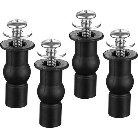 Fixation Abattant WC Vis, 4 Pièces Vis D'expansion pour Toilettes, Siège Charnière, Rechange pour Charnières en Haut, Noir (1/5)