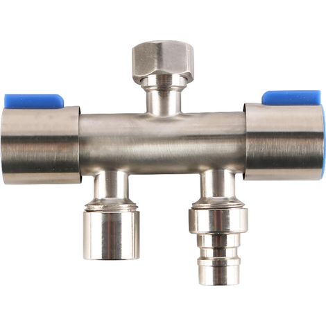 Robinet à Valve Triangulaire 1/2" Connecteurs de Tuyau en Laiton Robinet à Double contrôle Adaptateur de Tuyau d'eau Robinets d'évier Séparateur pour Machine à Laver Toilettes Jardin (1/5)