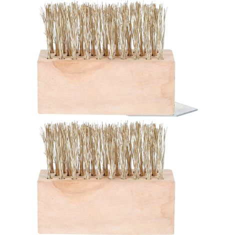 Brosse Métallique de Jardin 2 Pièces à Long Manche en Bois Jardin et Cour, Fil D’acier Rigide, Format Compact, Retire Herbe et Mousse les Joints (1/5)