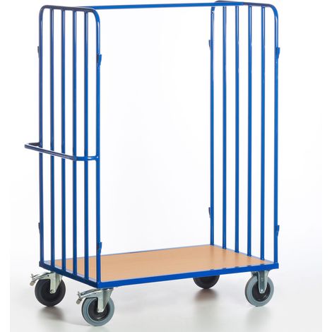 Rollcart Paketwagen 1880mm hoch 2 Wände offen mit Ladefläche im Buchendekor 1000x700mm