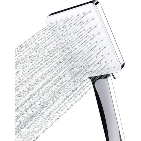 Newentor Pommeau de Douche, Grande Pommeau Douche Carrée avec Commande à Une Main, Pommeau de Douche Haute Pression avec 6 Modes de Douche, Chromés (1/5)