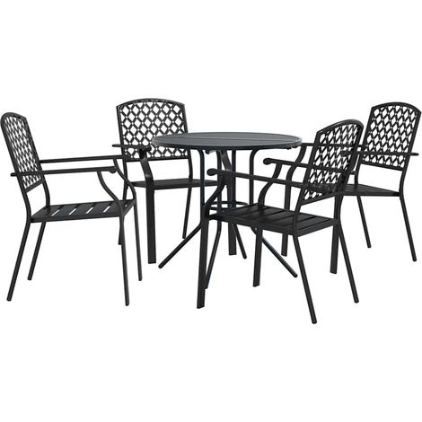Maison Exclusive - Set Sedie Giardino Impilabili 5pz Antracite Acciaio Verniciato