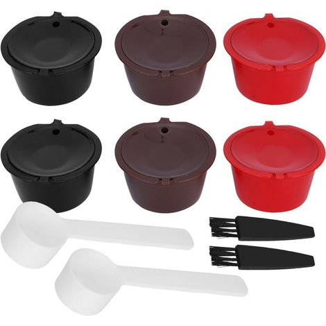 Set di filtri per capsule di caffè riutilizzabili e ricaricabili, completo di cucchiaino e spazzolino per la pulizia. (1/5)