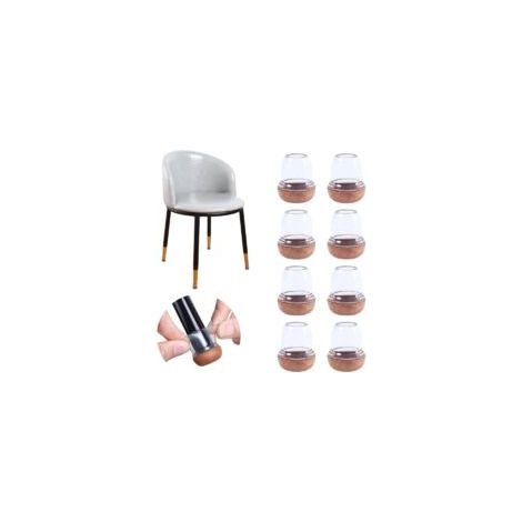 Protectores para patas de silla, almohadillas redondas de silicona de 14-19 mm con fieltro grueso, 16 piezas, almohadillas transparentes para sillas, protectores de suelo, reducen los arañazos - Crezu